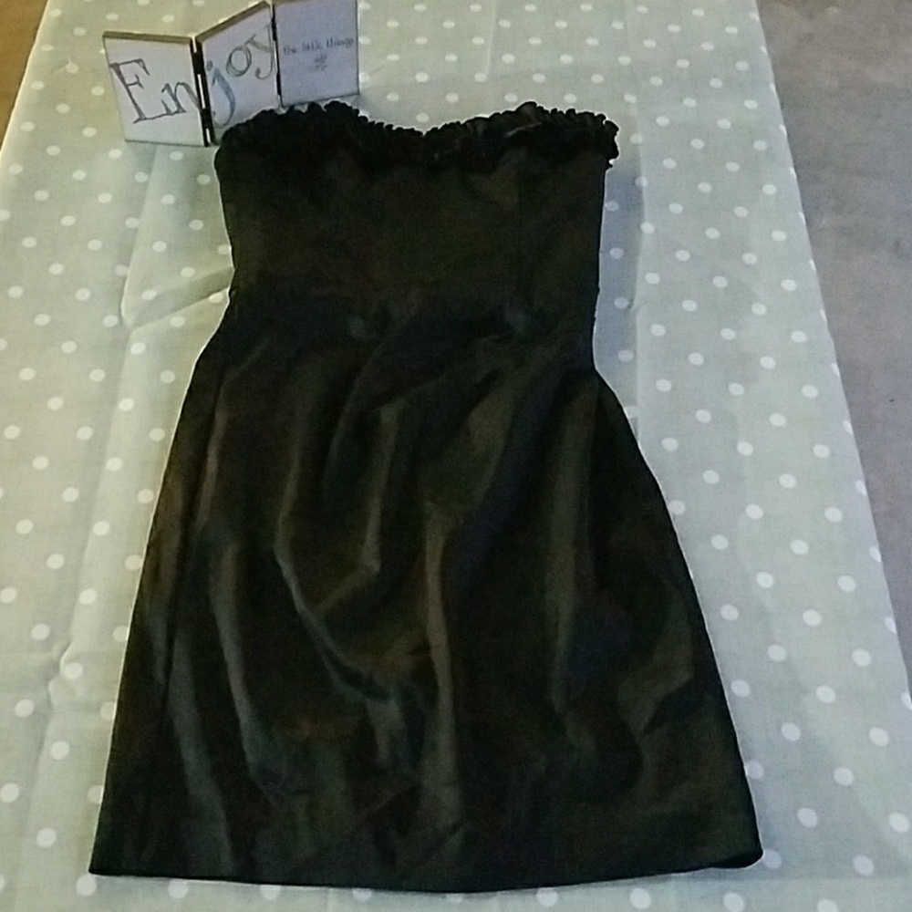 Black Satin Strapless Dress